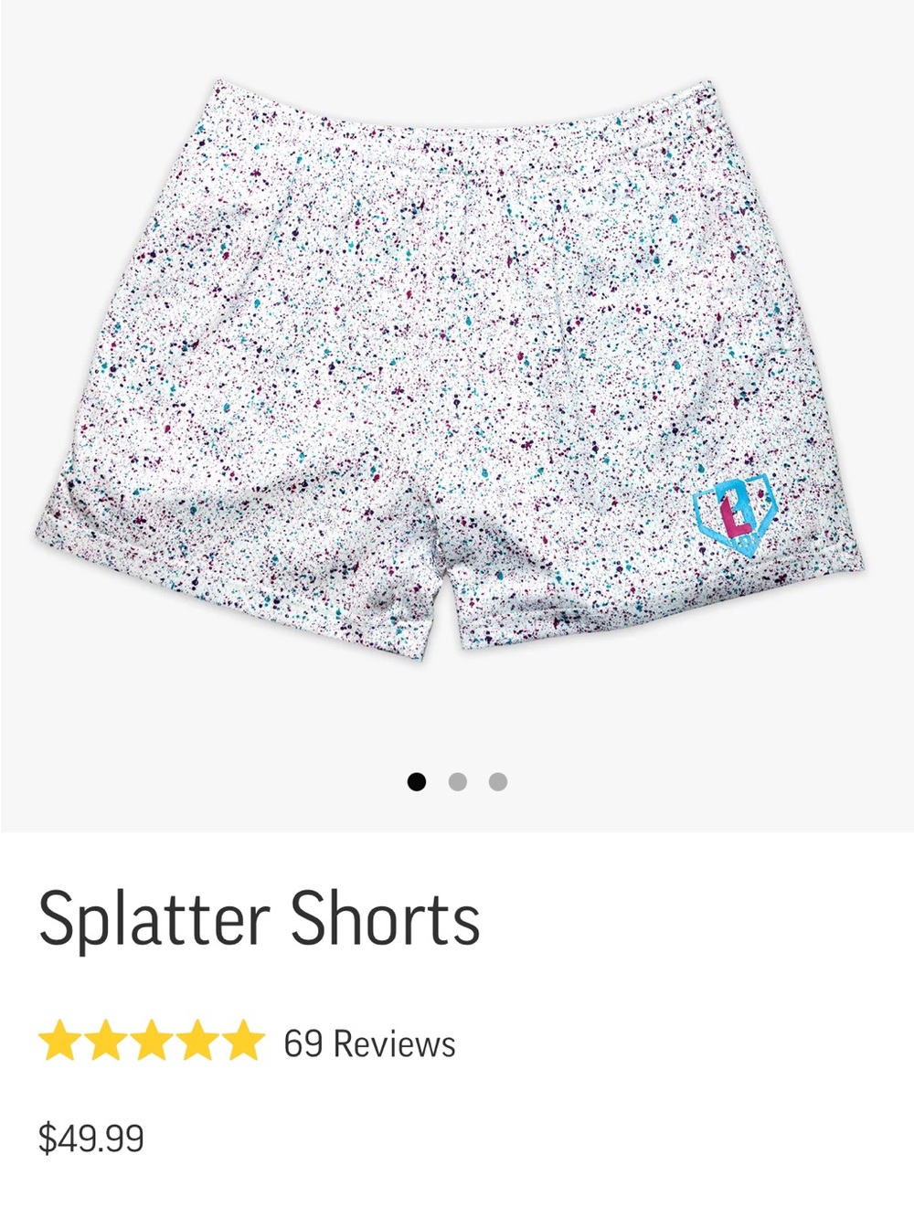 Baseball Lifestyle 101 Splatter shorts. New.